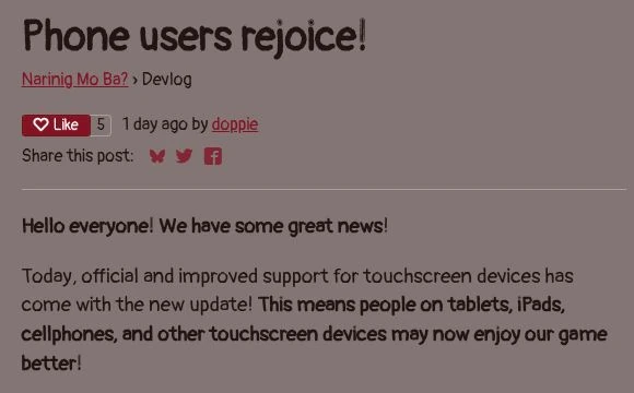 Anúncio Phone users rejoice! sobre melhorias no suporte ao toque