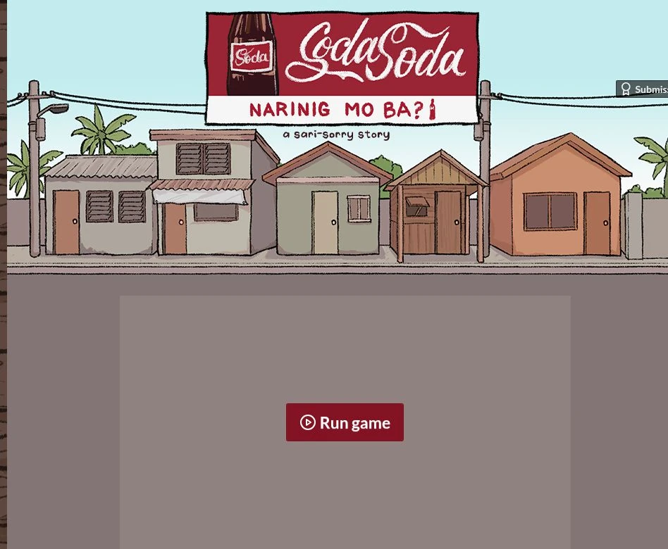 Página oficial do itch.io com o botão Run game abaixo do banner
